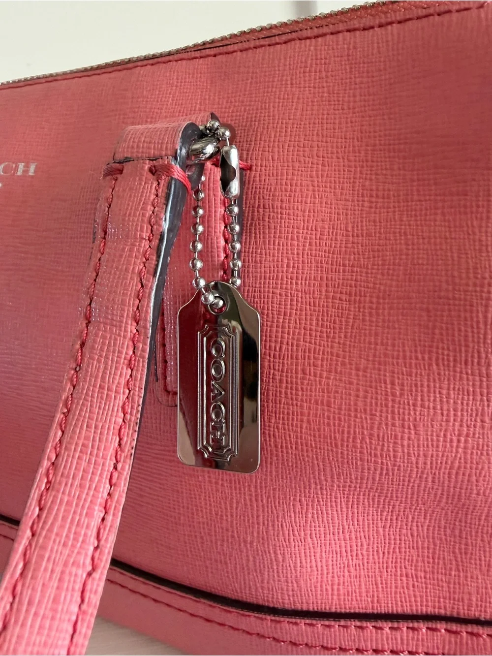 Coach Legacy Saffiano Leather Mini Satchel Coral Pink 49392 Crossbody EUC Strap